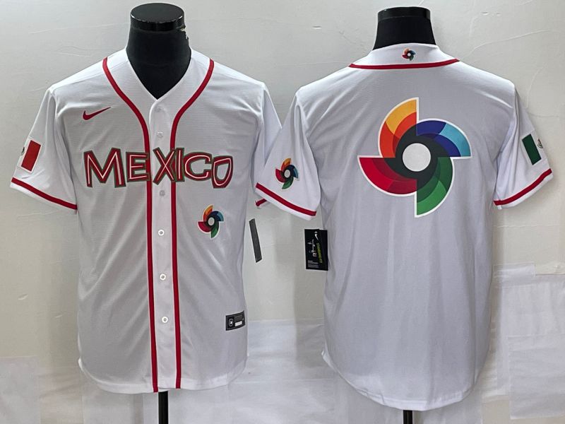 Men 2023 World Cub Mexico Blank White Nike MLB Jersey26